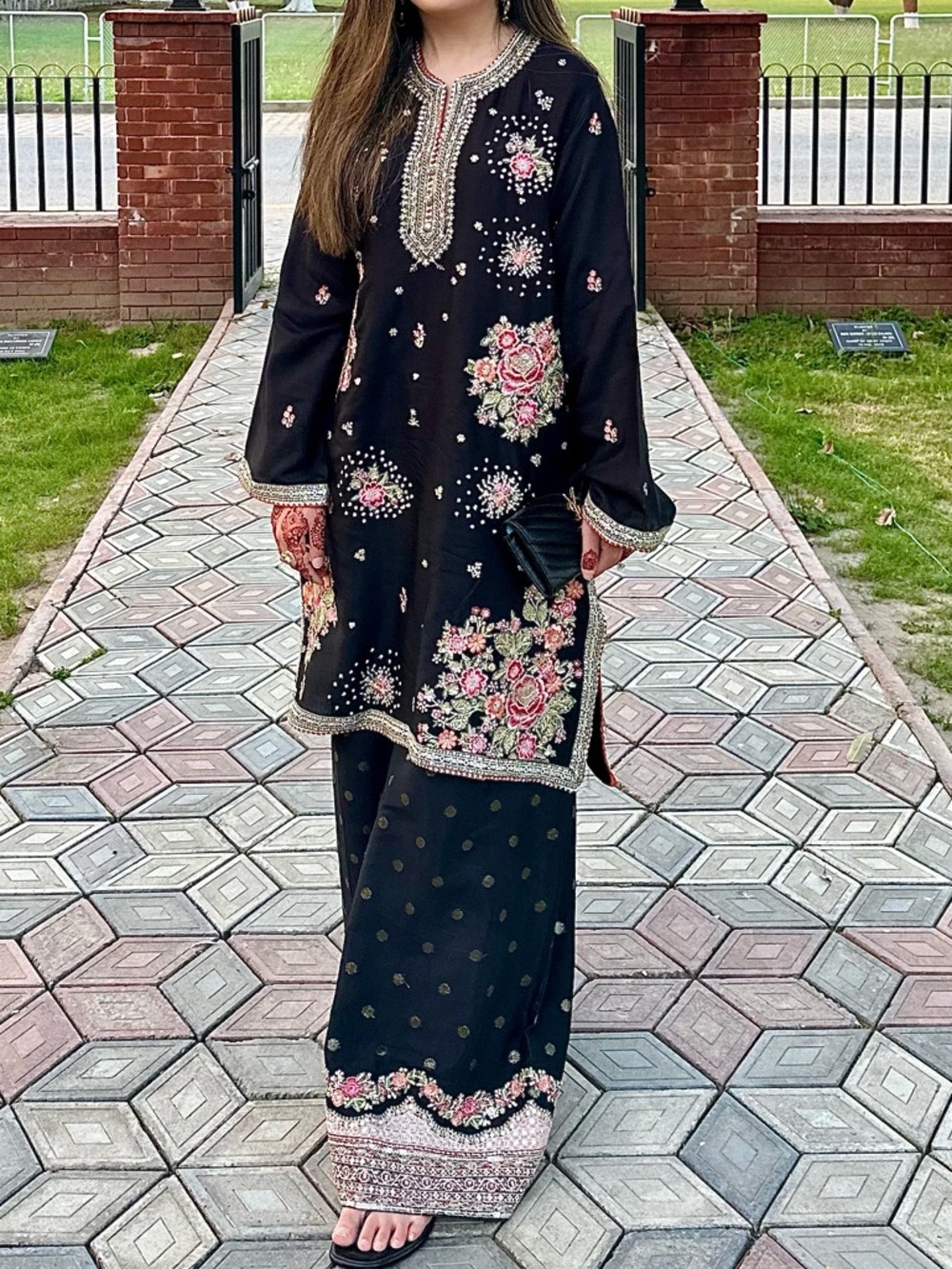 Pakistani Black Shirt with Palazzos
